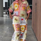 Women’s Vintage Floral Print Shirt & Pants Two-Piece Set