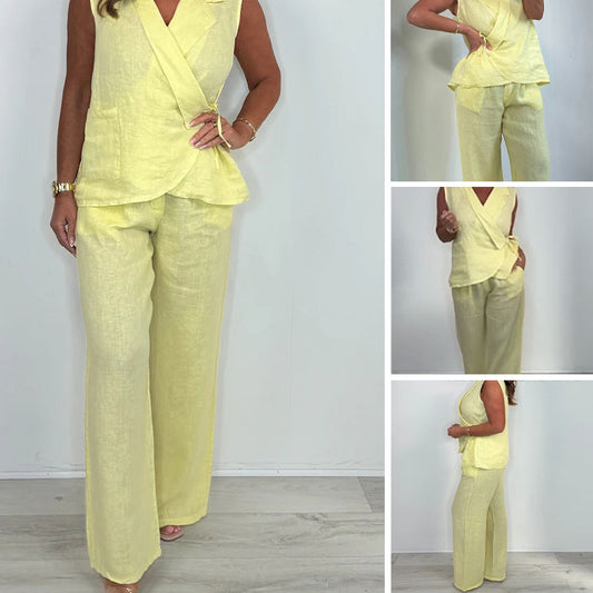 Women’s Casual Sleeveless Top & Pants Two-Piece Set
