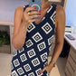 Sleeveless V-Neck Rectangular Print Dress