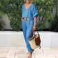 2-piece set: loose V-neck top and pocket pants