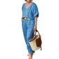 2-piece set: loose V-neck top and pocket pants