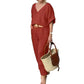 2-piece set: loose V-neck top and pocket pants