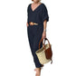2-piece set: loose V-neck top and pocket pants