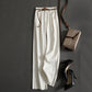 Women's Cotton and Linen Wide-leg Pants (Belt Included)