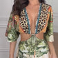 Leopard Print Tie Front Cutout Maxi Dress