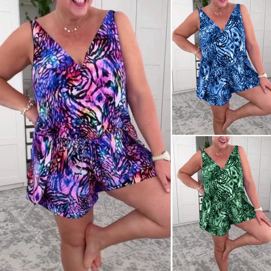 🌸Summer Hot Sale 49%OFF🌸Sleeveless V-Neck Printed Swimsuit