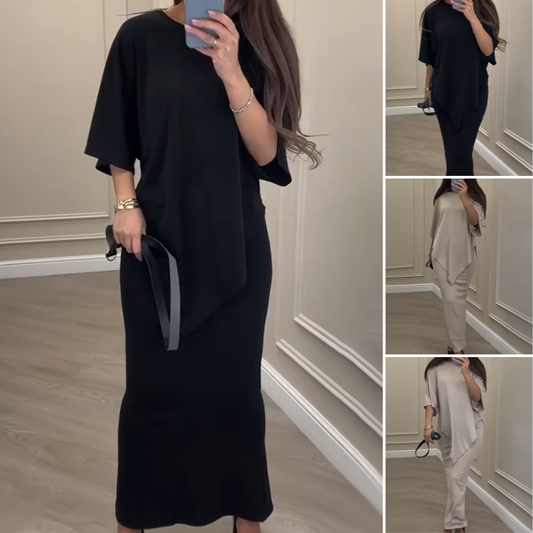 Women's Casual Loose Fit Top & Skirt Two-Piece Set