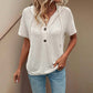 Women's Solid Drawstring Hooded Short-Sleeve Tops