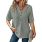Women's Solid Drawstring Hooded Short-Sleeve Tops