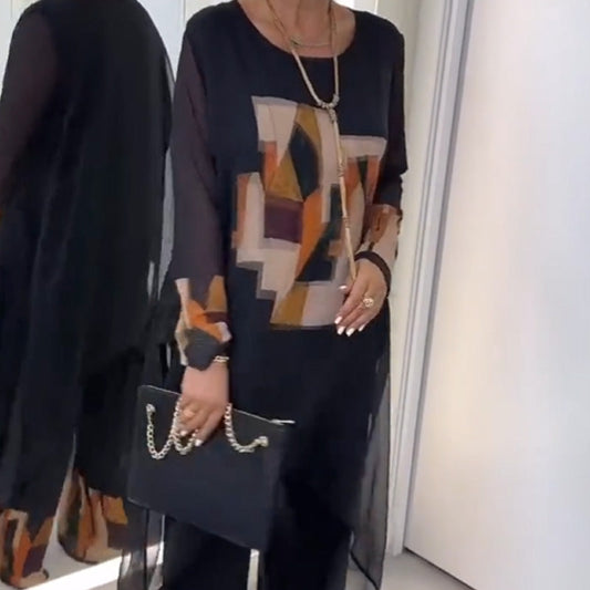 Women’s Elegant Trendy Print Top & Pants Two-Piece Set