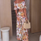 Women's Fashion Printed Off Shoulder Top Drawstring Trouser Set