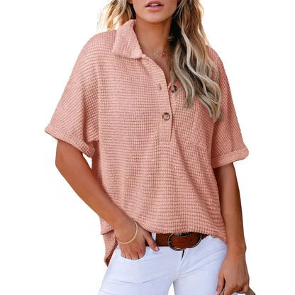 🌈New Product- Women's Lapel Loose Short Sleeve Top🩷