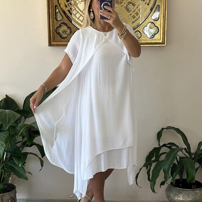 Women's Elegant White Round Neck Dress
