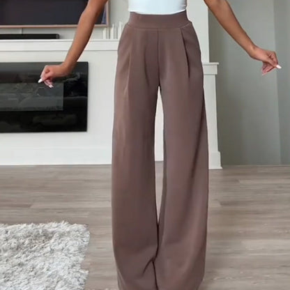 Women's Casual Straight-Leg Pants with Pockets