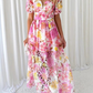 Women's Vibrant Printed Cutout V-Neck Dresses
