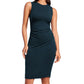 Sleeveless Stretchy Slim Pleated Tank Dress