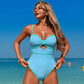 Women's Color Block Cutout-Front One-Piece Swimsuit