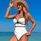 Women's Color Block Cutout-Front One-Piece Swimsuit