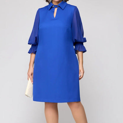Women’s Elegant Solid Cutout Lapel Dress