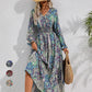V-Neck Printed Long Sleeve Maxi Dress