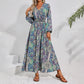 V-Neck Printed Long Sleeve Maxi Dress