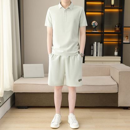 Men's Quick-Dry Short Sleeve Lapel T-Shirt & Shorts Set