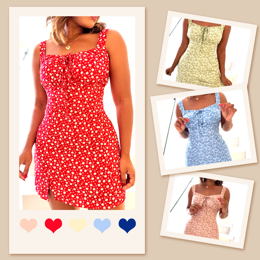 💥Lastday! Hurry up！！💥✈️BUY 2 FREE SHIPPING🌸Floral Print Spaghetti Strap Mini Dress