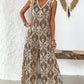 Vintage Printed V-neck Sleeveless Jumpsuit
