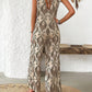 Vintage Printed V-neck Sleeveless Jumpsuit