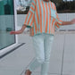 Colorblock Striped Top & Tight Pants Set