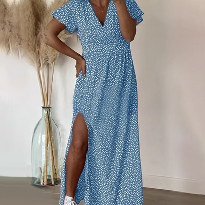 Women’s Sexy Printed Maxi Dress With Side Slits