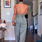 Simple Backless Sleeveless Top & Pants Set