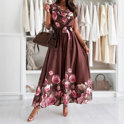 Women's Elegant Printed V-Neck Dresses  