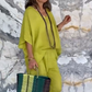 Women's Casual V-Neck Top & Loose Pants Set
