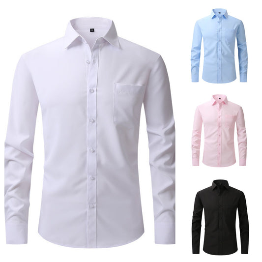 Men's Solid Stretch Long Sleeve Dress Shirt