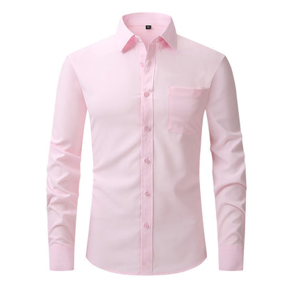 Men's Solid Stretch Long Sleeve Dress Shirt