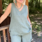 Women's Casual V-Neck Sleeveless Top & Shorts Set