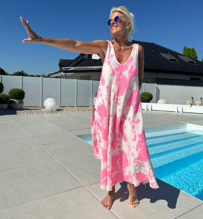 Printed Sleeveless V-Neck Dress
