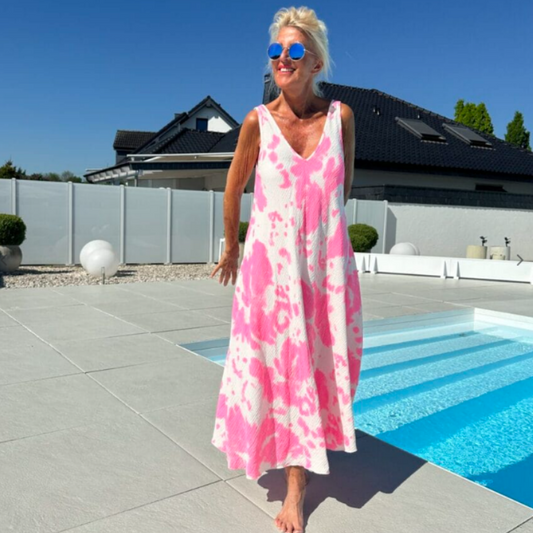 Printed Sleeveless V-Neck Dress
