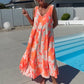 Printed Sleeveless V-Neck Dress