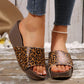 Women's Leopard Platform Slip-On Wedge Sandals