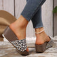 Women's Leopard Platform Slip-On Wedge Sandals