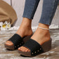 Women's Leopard Platform Slip-On Wedge Sandals