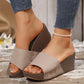 Women's Leopard Platform Slip-On Wedge Sandals