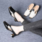 Women's Casual Metal Square Toe Mid Block Heel Mules