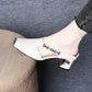 Women's Casual Metal Square Toe Mid Block Heel Mules