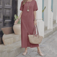Cotton-Linen Loose Round-Neck Dress