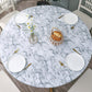 Marble Printed Round Fitted Table Cover with Elastic Edges