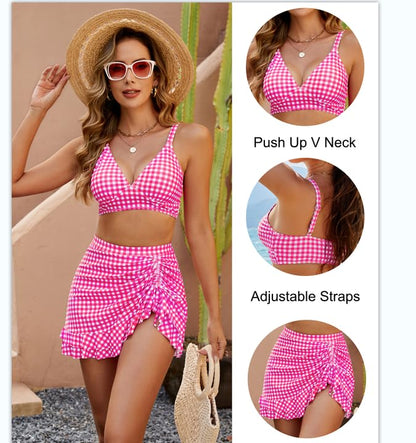 🏝️2025 Summer Hot Sale 50% OFF🌊Gingham High Waisted Tummy Control Bikini Sets👙