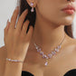 Elegant Floral Teardrop Necklace & Earrings & Bracelet 3-Piece Set